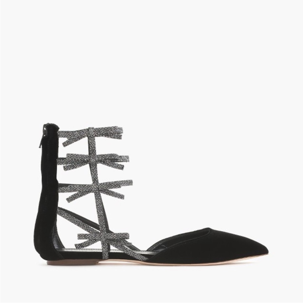 J. Crew Velvet Bow Gladiator Flats Size 8 - Picture 3 of 9